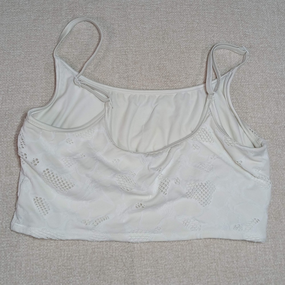 Aerie Bralette Crop Top White Floral Lace Scoop Neck Womens XL Layering Cami